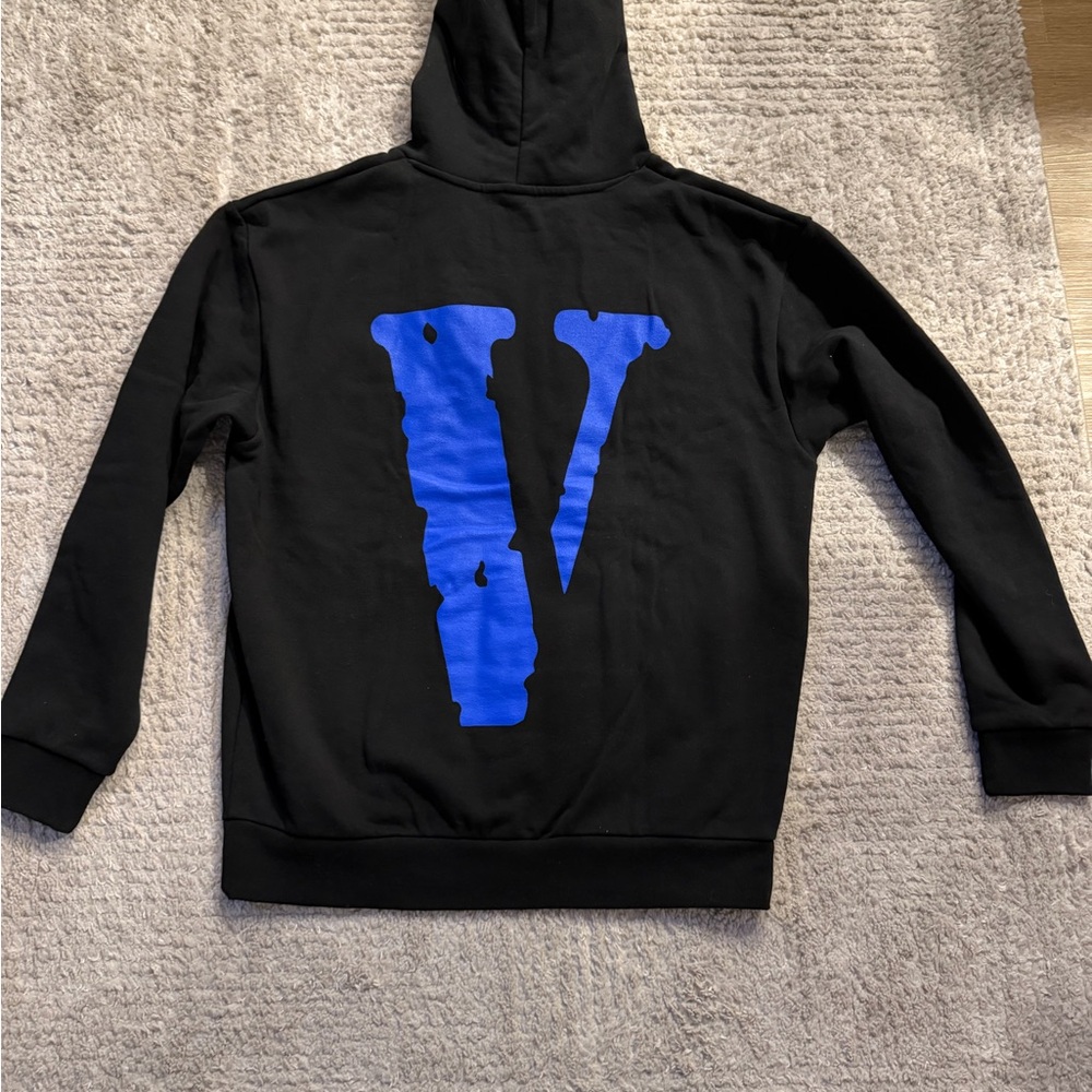 VLONE Black Hoodie with Blue and White Lettering - Picture 3 of 10